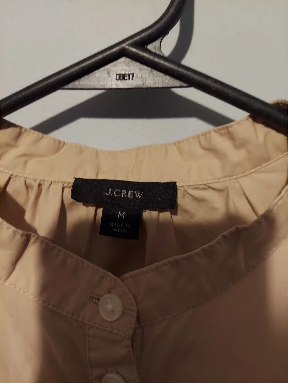 J. Crew Puff Sleeve Cotton Poplin Popover Top Blouse Size Medium Preppy Boho